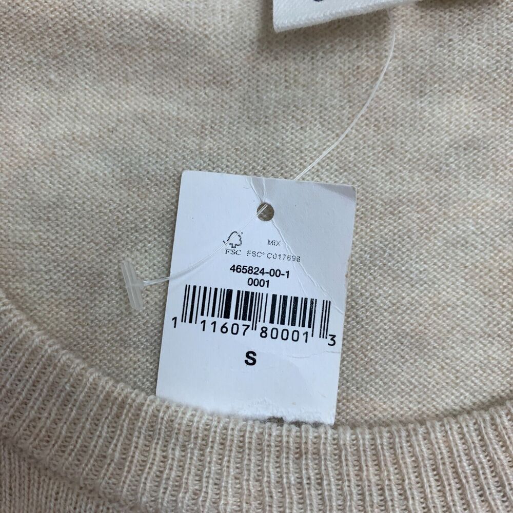 Gap Intarsia Happy Sweater Womens S Small Oatmeal Merino Wool Blend Pullover - Picture 10 of 15